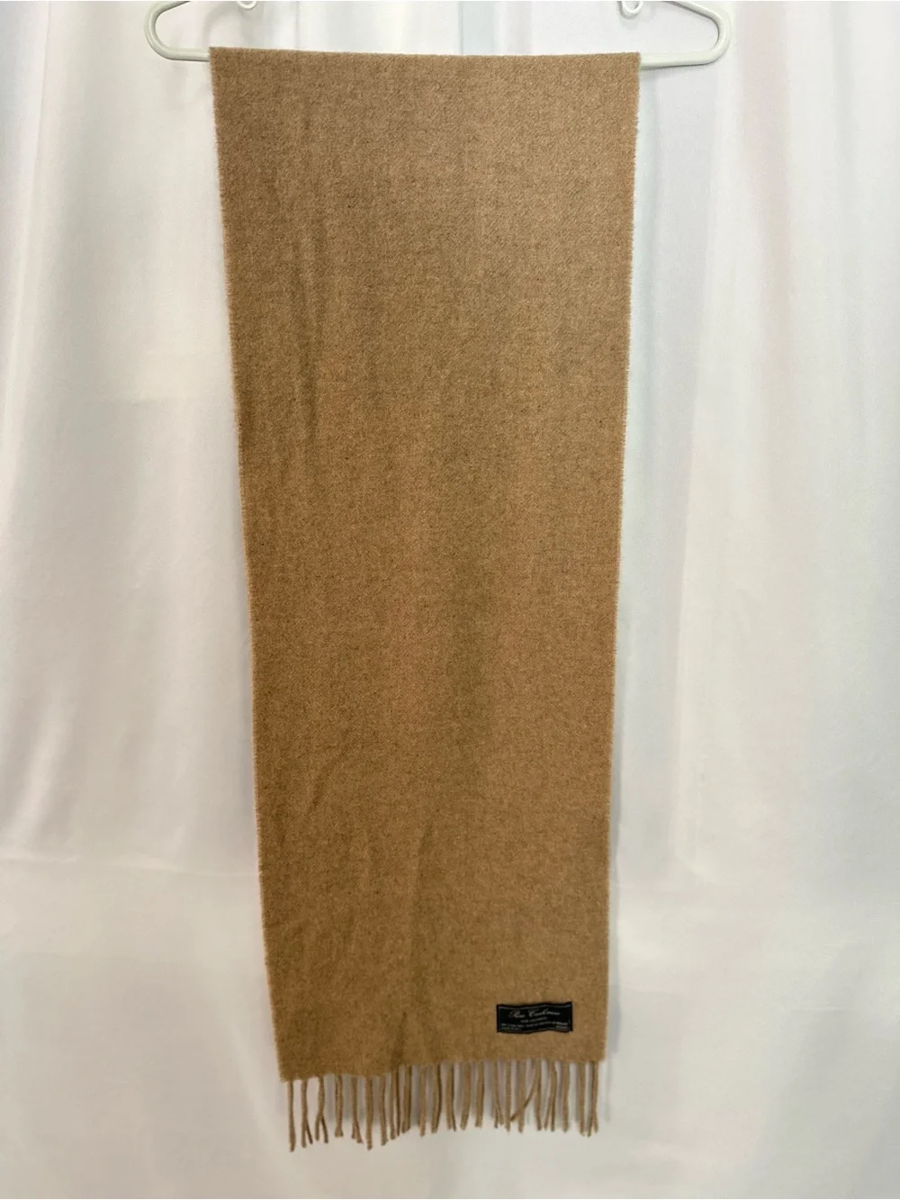 Pure Cashmere 100% Cashmere Camel Fringe Scarf – Made in Italy (1373)